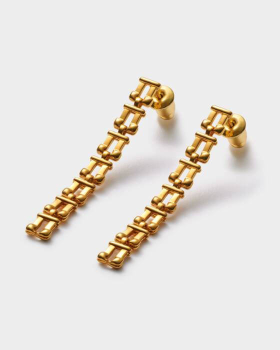 Earrings: Waterproof Chain Multi- Wear Linked Drop GRECIAN  - Gold Coated - Katie Loxton