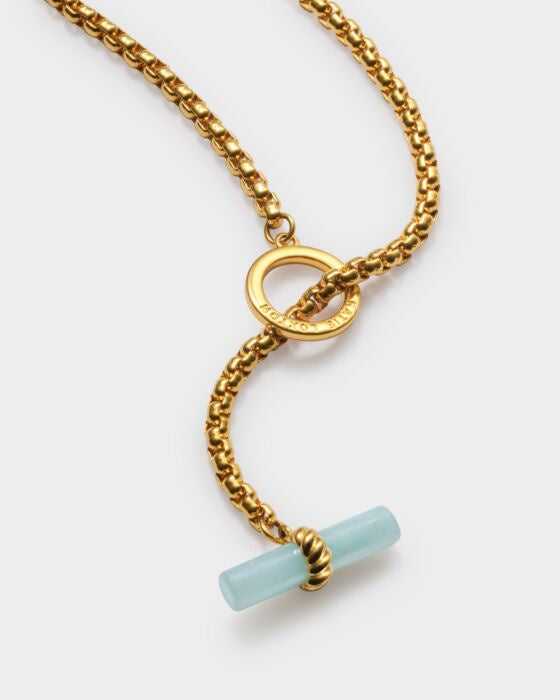Necklace: Waterproof Long Chain T- Bar AZURA - Gold Coated - Katie Loxton