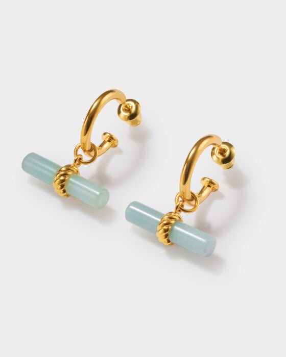 Earrings: Waterproof Hoop AZURA T- Bar  - Gold Coated - Katie Loxton