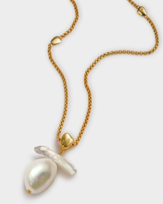Necklace: Waterproof Short Chain Pendant SOL Pearl - Gold Coated - Katie Loxton