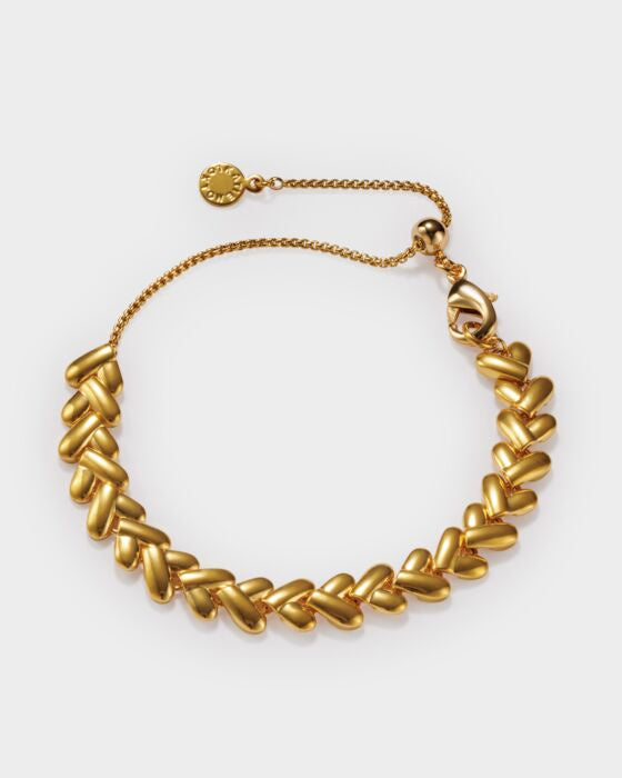 Bracelet: Clasp Waterproof Heart Linked - Gold Coated - Katie Loxton