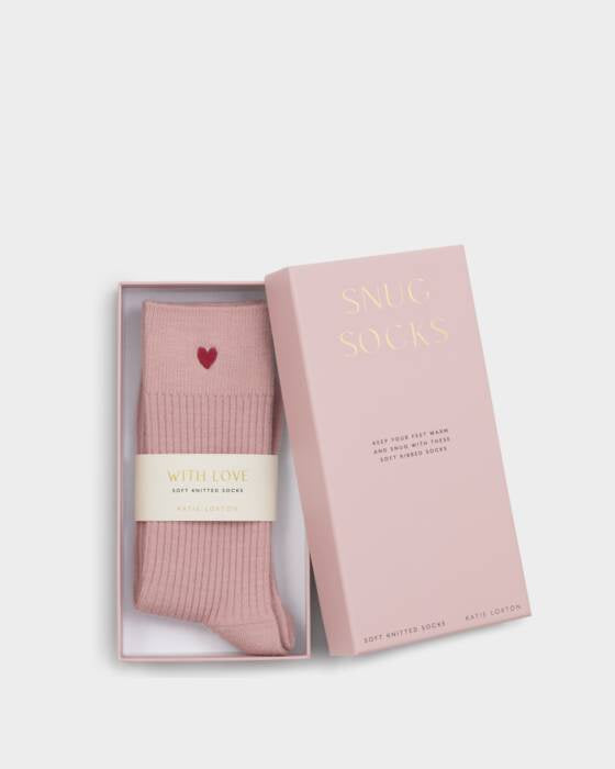 Socks: Gift Boxed Heart - Pink - Katie Loxton