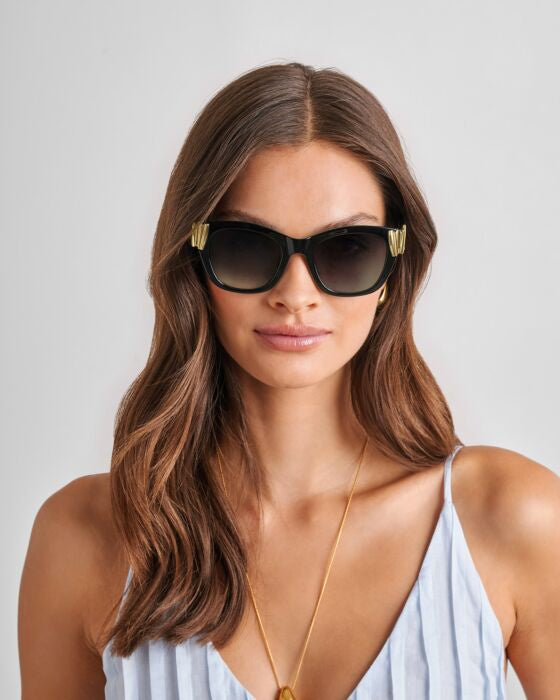Sunglasses: Round Cat Eye SEYCHELLES - Black - Katie Loxton