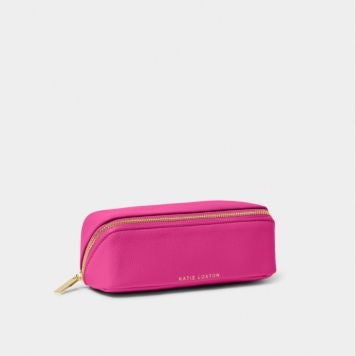 Cosmetic Bag: Soft Vegan Leather Small Full Open - Magenta Pink - Katie Loxton