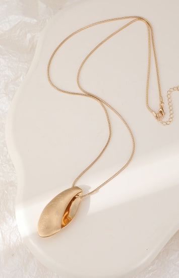 Necklace: Long Abstract Pendant - Gold - Gracee Jewellery