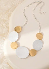 Necklace: Short Discs - Silver & Gold
