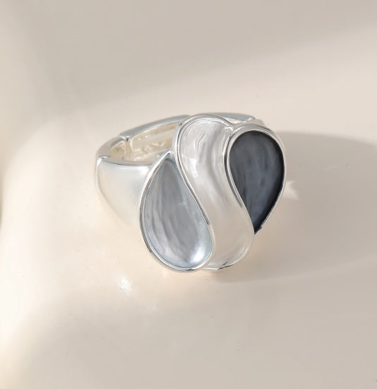 Ring: Elastic Band Tri Colour Swirl - Blue White Shades - Gracee Jewellery