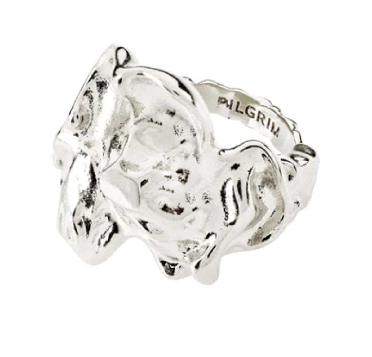 Ring: Chunky  Organic Shape JADWIGA - Silver Plated - Pilgrim