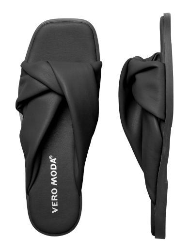 Sandals: PU Slip On Twist Square Toe Flat Bera - Black - Vero Moda